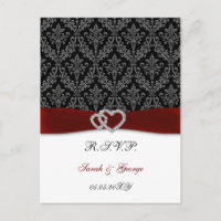 damask diamante rouge mariage RSVP