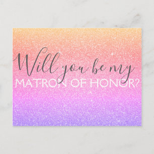 Invitation Carte Postale Dame de honneur pourpre rose de parties