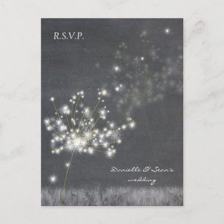 Invitation Carte Postale Dandelions en niveaux de gris Mariage RSVP