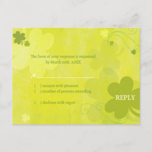 Invitation Carte Postale Danse Shamrock irlandais mariage RSVP