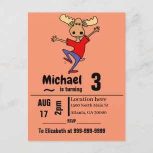 Invitation Carte Postale Danser drôle Moose fête d'anniversaire