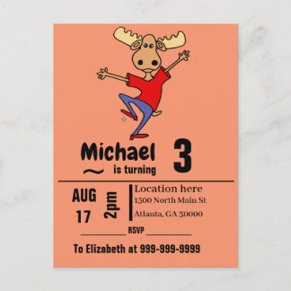 Invitation Carte Postale Danser drôle Moose fête d'anniversaire