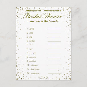Invitation Carte Postale Débrouiller les mots   Confetti d'or