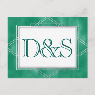 Invitation Carte Postale Déco Art Déco Vert Géométrique Arborescence mode