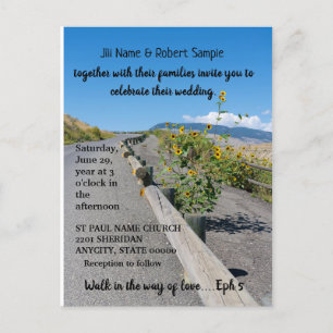 Invitation Carte Postale Décontracté pays ouest route jaune tournesols mari