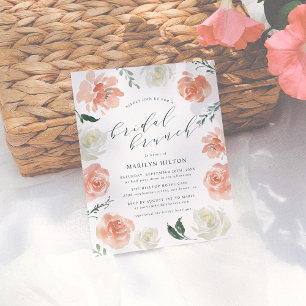 Invitation Carte Postale Déjeuner de mariage aquarelle florale de la mariée