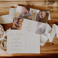 Delicate Gold Cream 4 Photo Template Save the Date