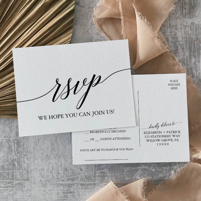 Invitation Carte Postale Demande de chanson de calligraphie noire élégante  (Créateur téléchargé)