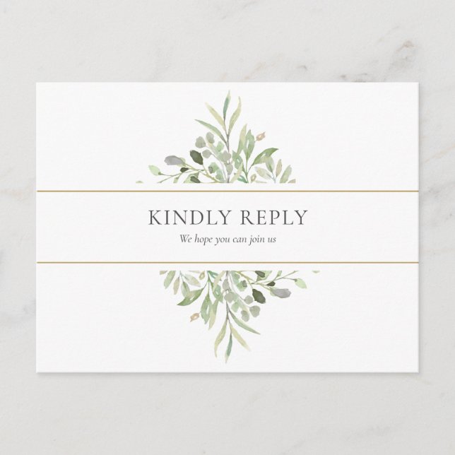Invitation Carte Postale Demande de chanson de mariage élégante avec verdur (Devant)