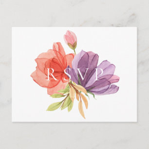 Invitation Carte Postale Demande de chanson de RSVP de mariage floral vapor