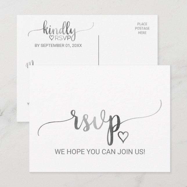 Invitation Carte Postale Demande de chanson pour la calligraphie argentée s (Devant / Derrière)