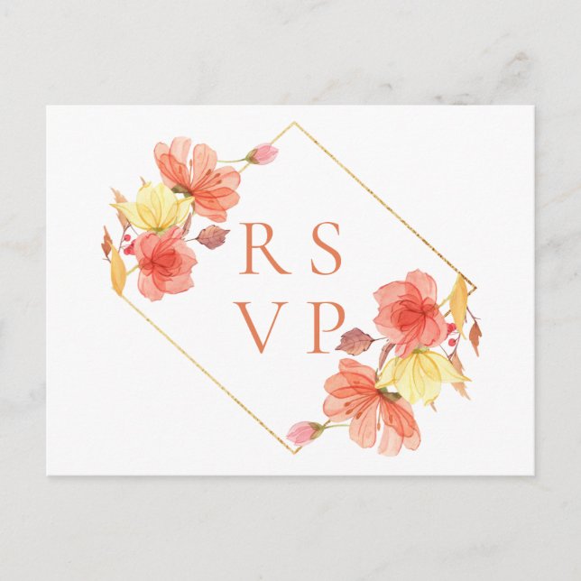 Invitation Carte Postale Demande de chanson RSVP de mariage floral de couch (Devant)