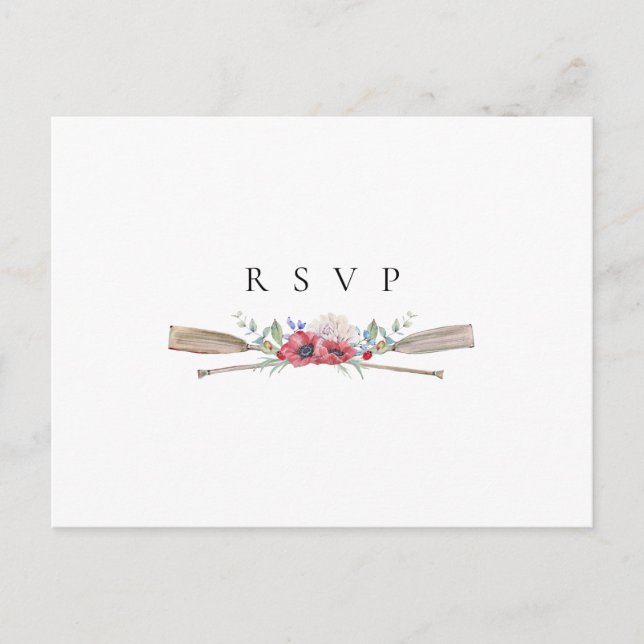 Invitation Carte Postale Demande de chanson RSVP pour mariage avec rames fl (Devant)