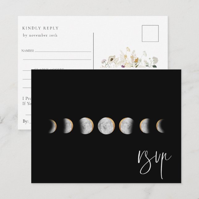 Invitation Carte Postale Demande de chanson RSVP pour mariage sur les phase (Devant / Derrière)