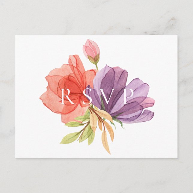Invitation Carte Postale Demande de chanson RSVP RSVP pour mariage floral (Devant)