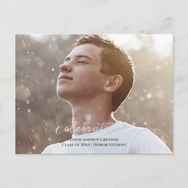 Invitation Carte Postale Demande de graduation de type argent photo pleine  (Devant)