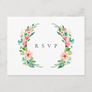 Invitation Carte Postale Demande de RSVP et de chanson pour un mariage flor