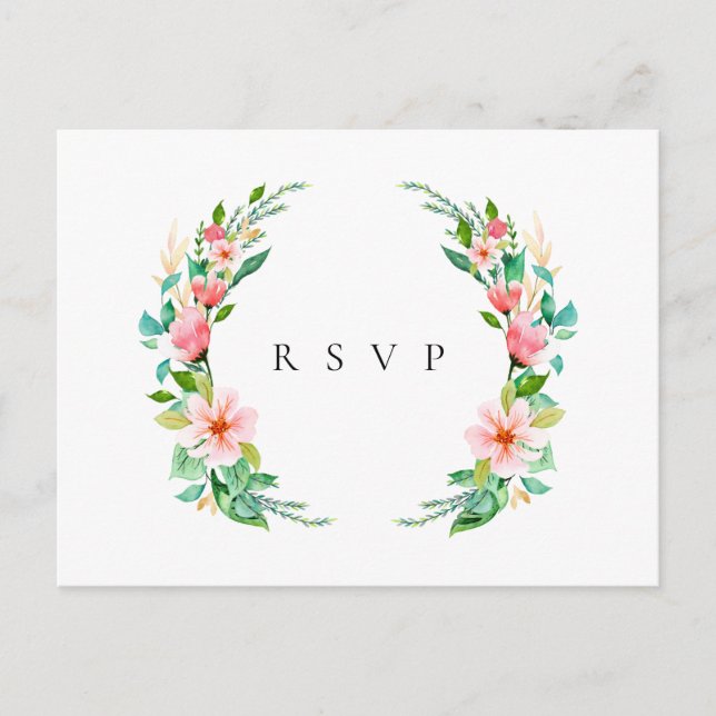 Invitation Carte Postale Demande de RSVP et de chanson pour un mariage flor (Devant)