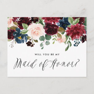 Invitation Carte Postale Demoiselle d'honneur Couronne Florale Bourguignonn
