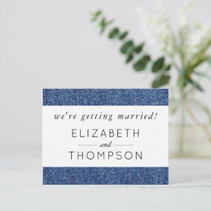 Invitation Carte Postale Denim Fabric, Denim Texture, Blue Denim, Mariage