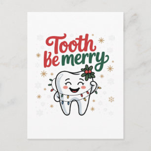 Invitation Carte Postale Dent de Noël Merry Funny Dentaire Dentiste
