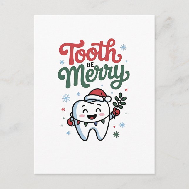 Invitation Carte Postale Dent pour être joyeuse Dentiste Noël Xmas  (Devant)