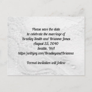 Invitation Carte Postale Dentelle blanche et argent et perles sur satin