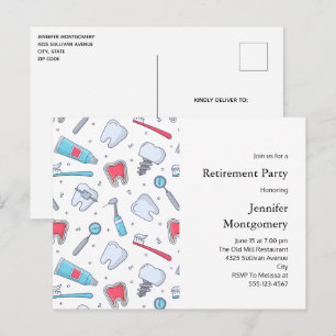 Invitation Carte Postale Dents et outils Retraite des Motifs dentaires