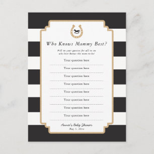 Invitation Carte Postale Derby Mommy Quiz Baby shower de printemps
