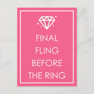 Invitation Carte Postale Dernier Fling Avant La Bachelorette Du Ring