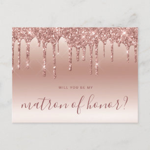 Invitation Carte Postale Des gouttes d'or rose, tu seras mon maître d'honne