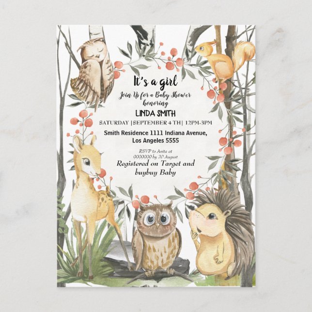 Invitation Carte Postale Des livres pour enfants sur la forêt et les plante (Devant)