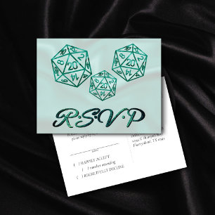 Invitation Carte Postale Dés RPG   Emerald Imaginaire Tabletop Gamer RSVP