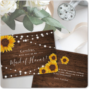 Invitation Carte Postale Des tournesols rustiques vous serez ma servante d'
