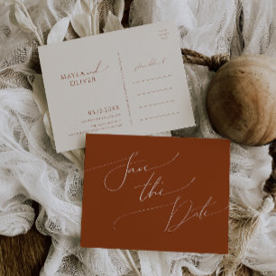 Invitation Carte Postale Désert de Whimsical   Rust Enregistrer La Date Car