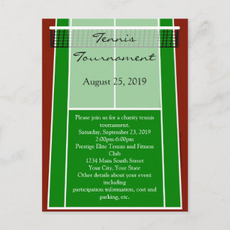 Invitation Carte Postale Design de court de tennis vert