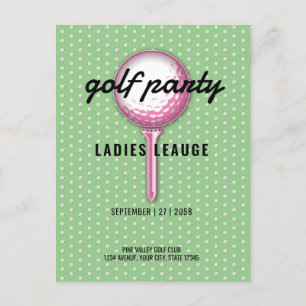 Invitation Carte Postale Design de la partie de golf Ladies Pink