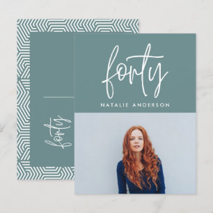 Invitation Carte Postale Design moderne 40e anniversaire simple élégant scr