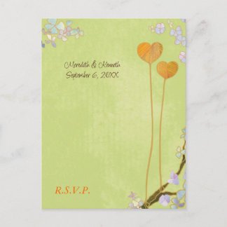 Invitation Carte Postale Deux Coeurs Lime Green Wedding RSVP