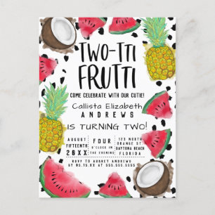 Invitation Carte Postale Deux tti Frutti Cute Fruit Aquarelle 2e anniversai