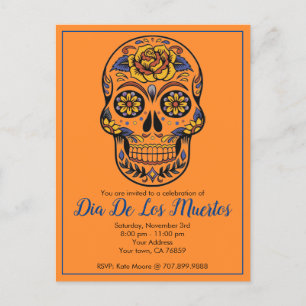 Invitation Carte Postale Dia De Los Muertos Sugar Skull Party