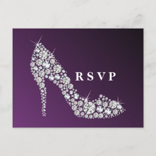 Invitation Carte Postale diamant talons hauts parties scintillant élégant R
