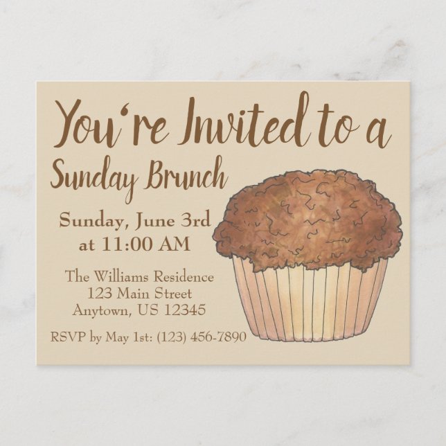 Invitation Carte Postale Dimanche Petit-déjeuner Brunch Streusel Crumb Muff (Devant)