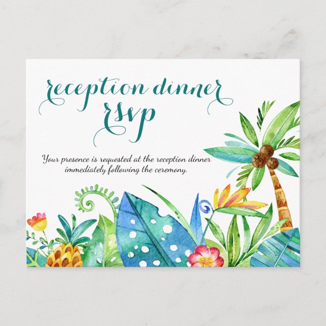 Invitation Carte Postale Dîner de mariage tropical Choix de repas RSVP (Devant)
