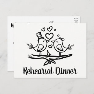 Invitation Carte Postale Dîner de répétition de l'Mariage noir noir Lovebir