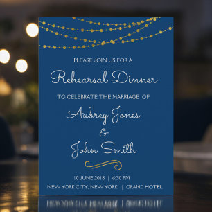 Invitation Carte Postale Dîner de répétition Gold Foil String