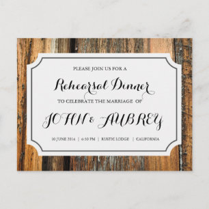 Invitation Carte Postale Dîner de répétition pour Mariage campagnard rustiq