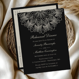 Invitation Carte Postale Dîner de répétition pour Mariages indiens noirs Ma