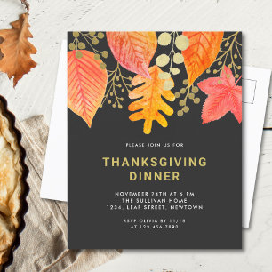 Invitation Carte Postale Dîner Thankesgiving Moderne