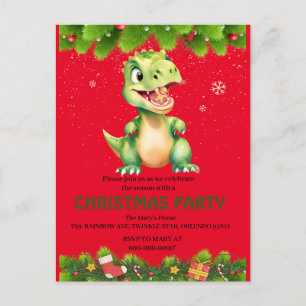 Invitation Carte Postale Dinosaur drôle manger pain d'épices biscuits Noël